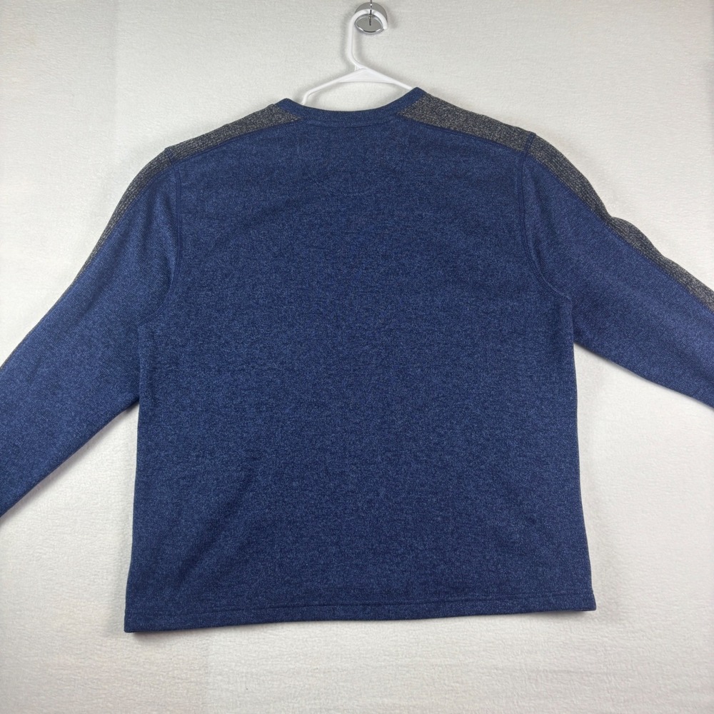 Van Heusen Mens XXL‎ Blue Crewneck Sweater Grey Racing Stripe Classic Fit Soft - Picture 10 of 13